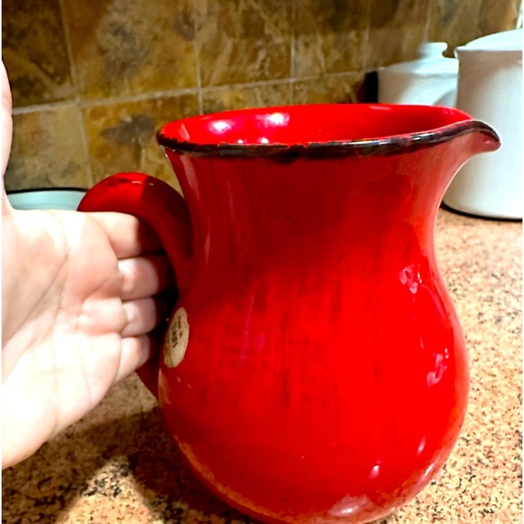 Ceramic Pitcher Jug Made in Italy Red Black Pottery 6" - Picture 5 of 6
